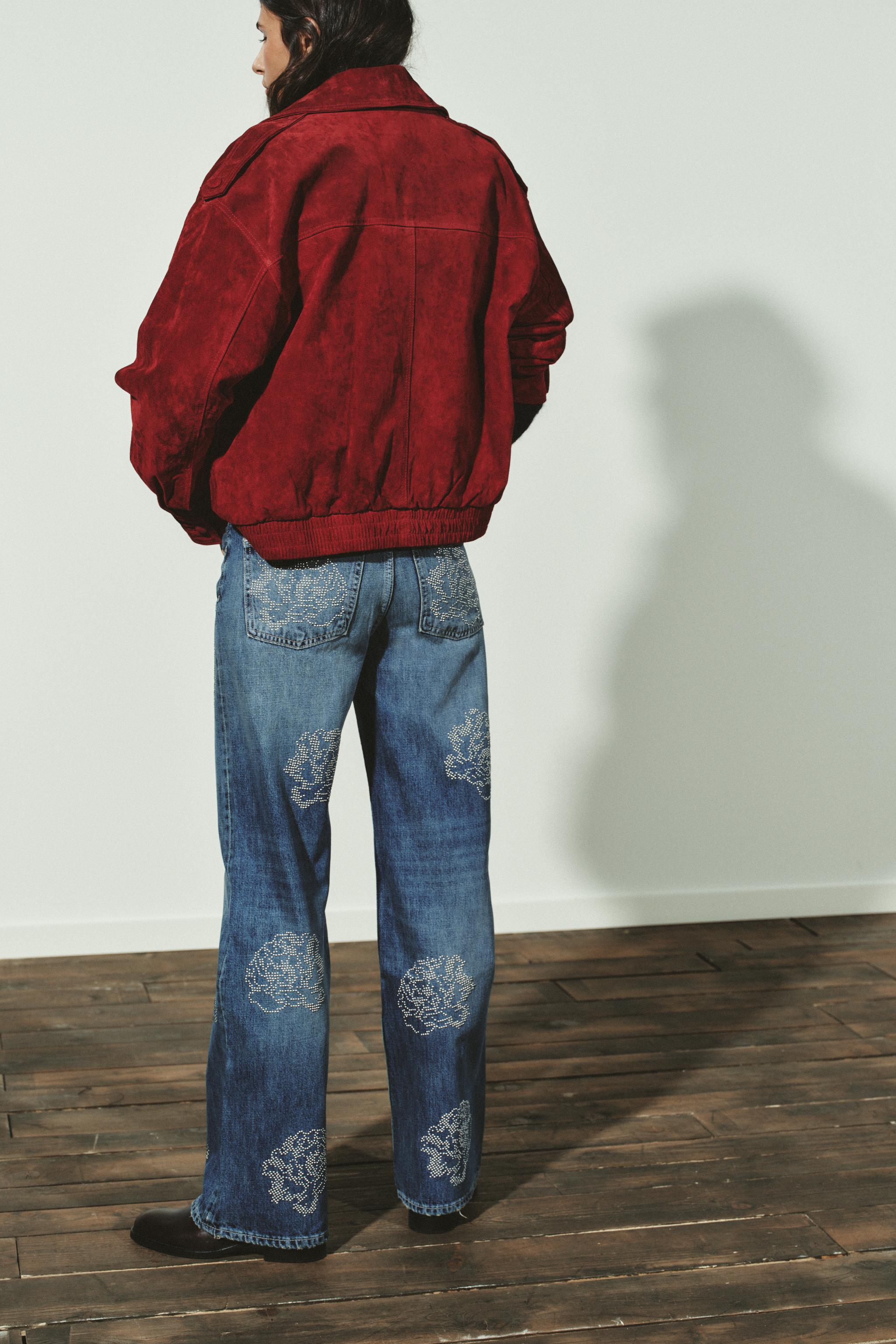 HIGH-WAIST BARREL TRF FLORAL JEANS